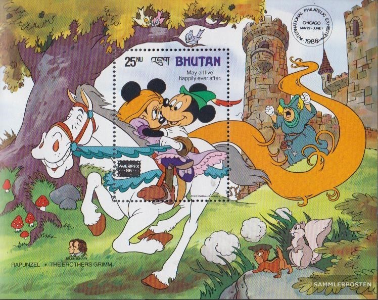 bhutan block130 MNH 1985 Walt Disney Figures