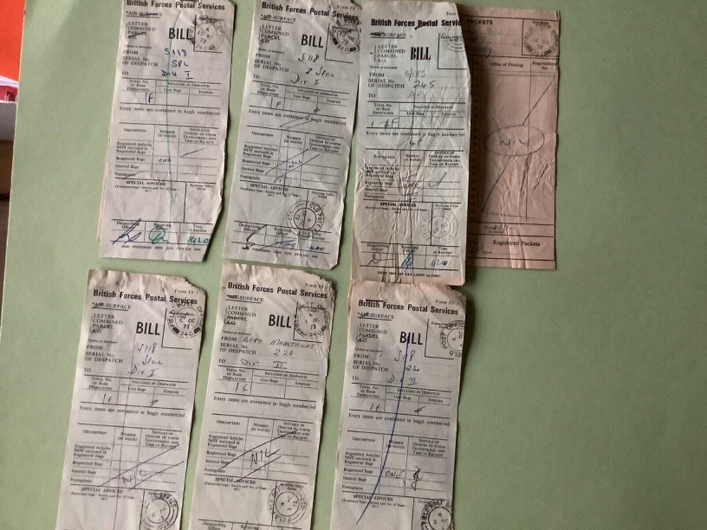 British Forces Postal service Bill 6 items  Ref A1693