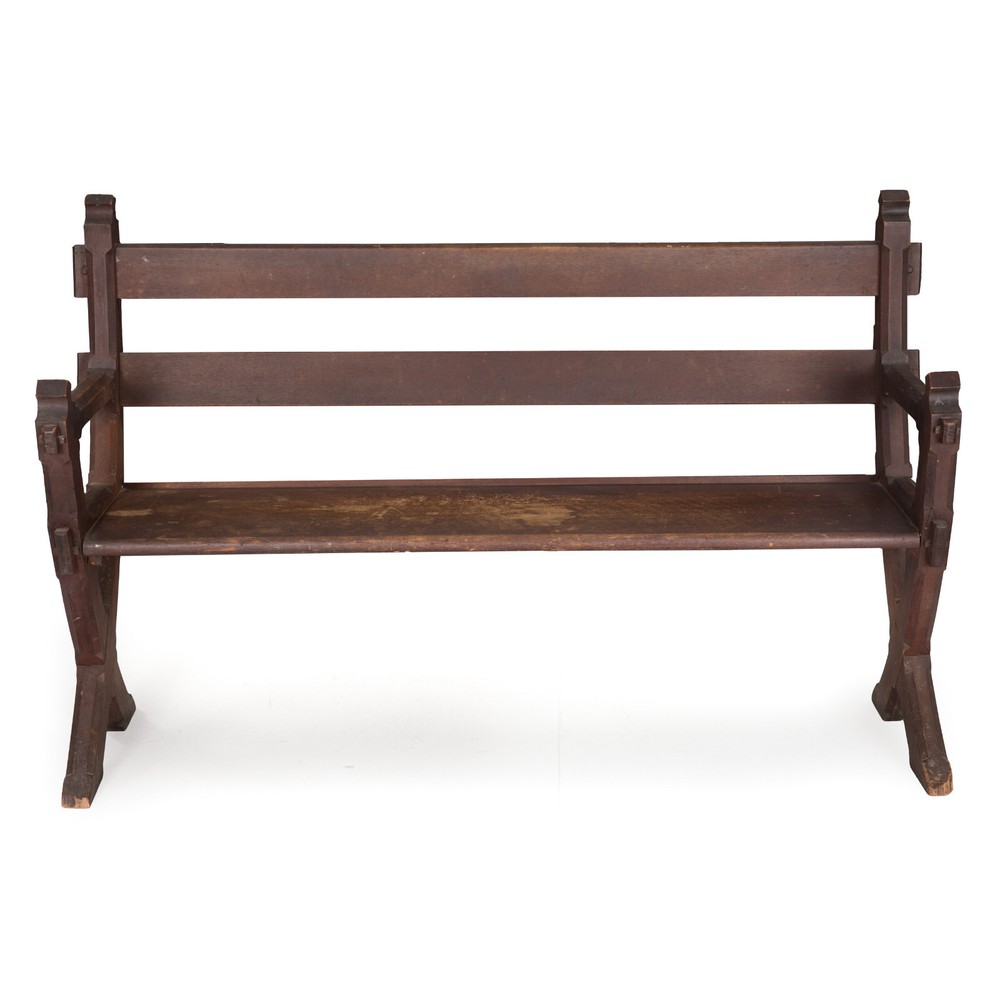 Circa 1890s American Gothic Revival Walnut Hall Bench Settee