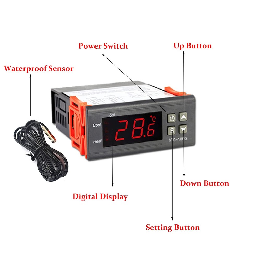 SIPYTOPF STC-1000 Digital Temperature Controller,AC 10A 110V-220V white