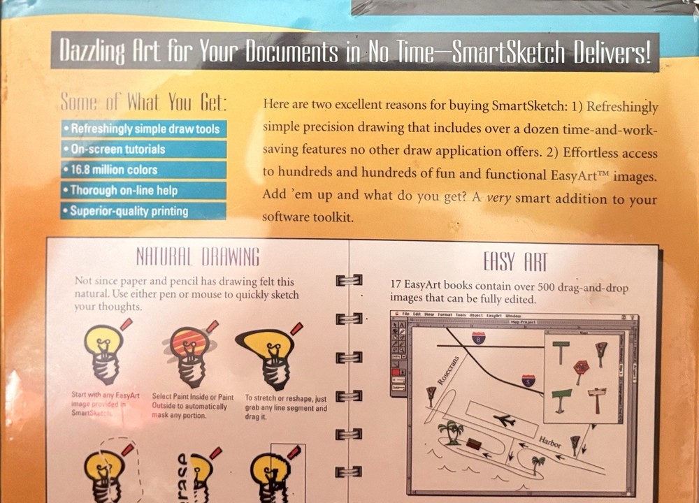 Smart Sketch Drawing Software EasyArt For Windows & Macintosh 1995 Cd-Rom Sealed