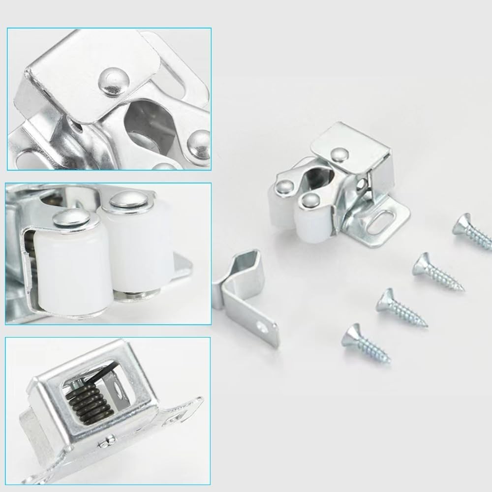 Sturdy 6 Pack Double Roller Cabinet Latch Set - Easy Installation and Security