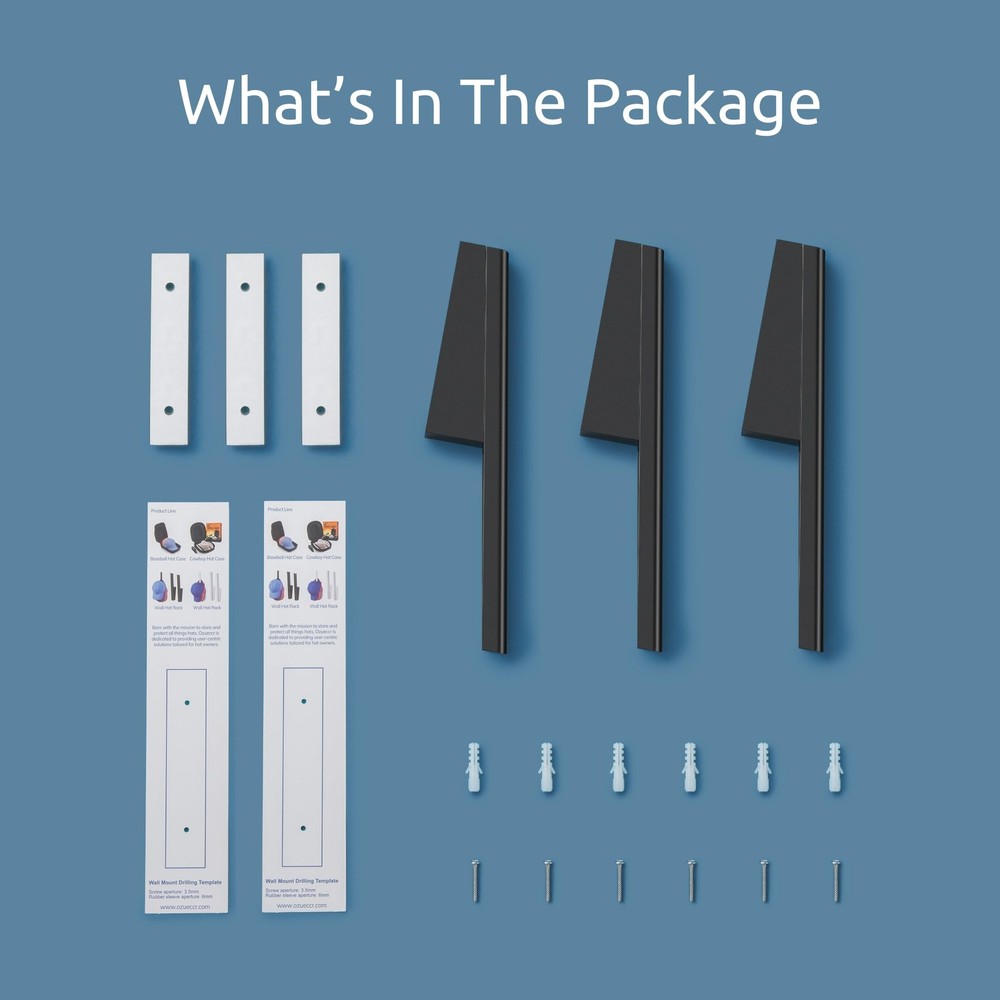 Ozueccr Hat Hook for Baseball Caps – Wall Mounted Vertical 2 Pack, Black