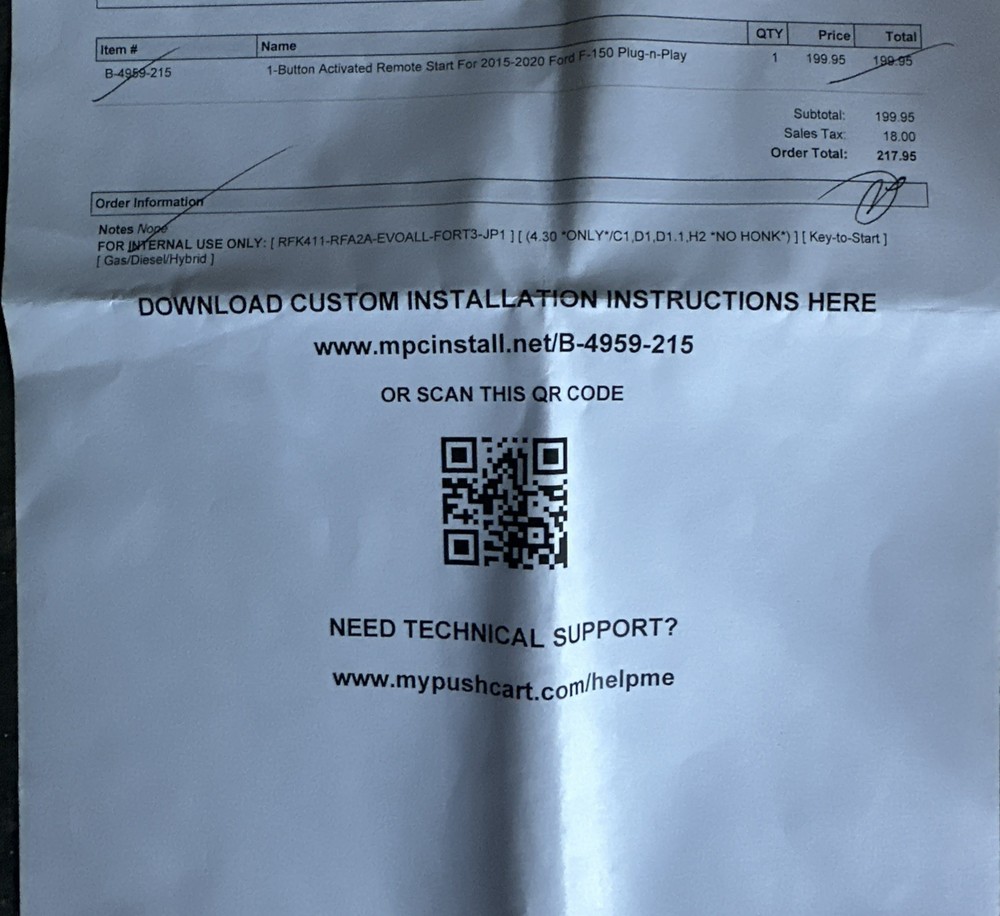 MPC Complete Remote Start with Keyless Entry Kit Compatible with Ford F-150 2...