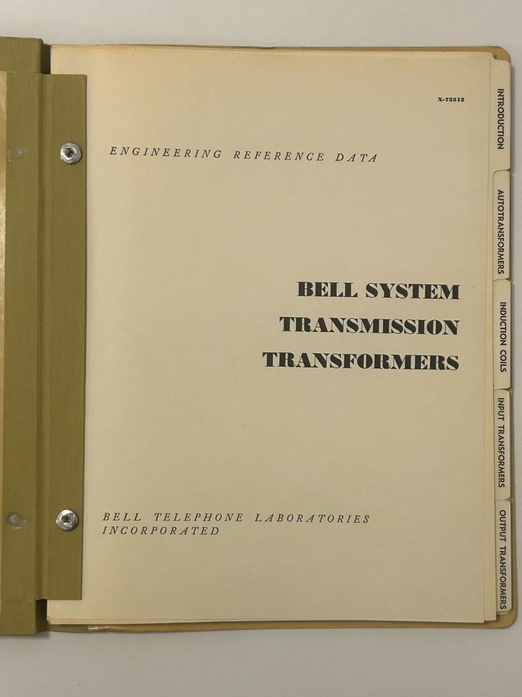 Bell Telephone Laboratories Transmission Transformers Engineering Reference 1964