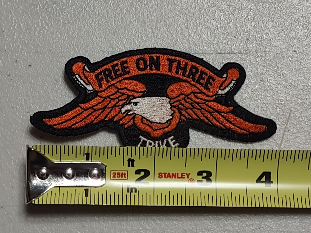TRIKE FREE ON THREE EMBROIDERED BIKER PATCH