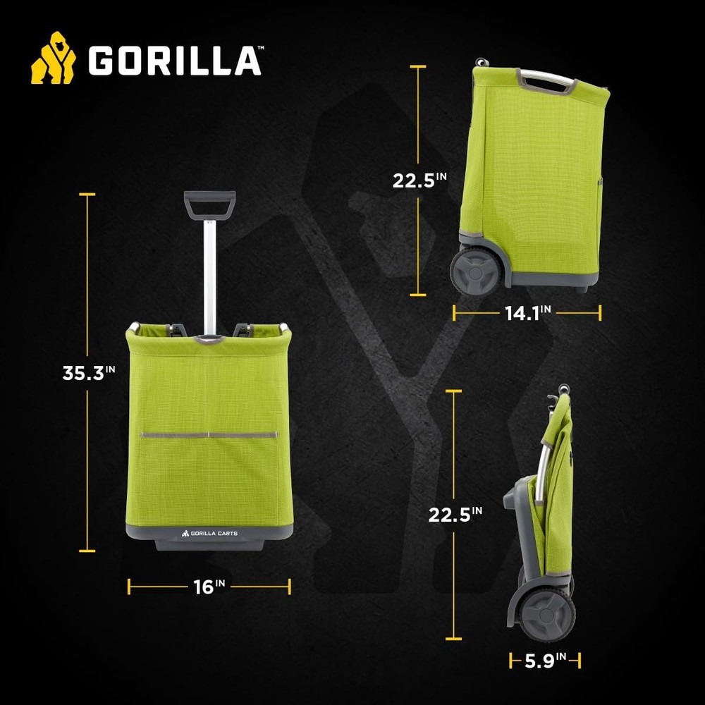 Gorilla Carts GCSS-11G-COM Foldable Soft-Sided Garden Cart, Green