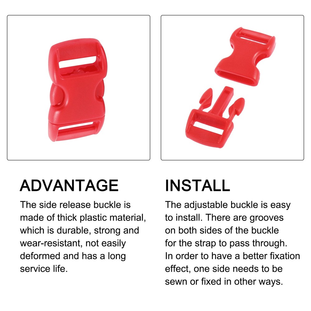 Side Quick Release Buckle (11cm/4.3") 10Pcs, Plastic Adjustable Buckles