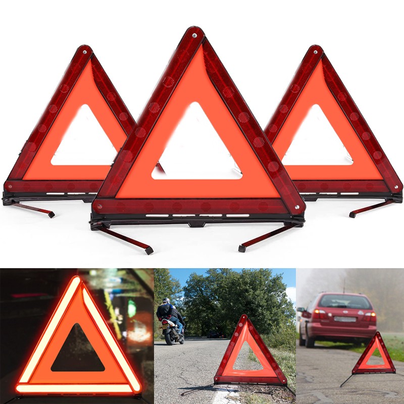 3 Pack Warning Car Triangle Reflective Road Emergency Breakdown Safety Hazard