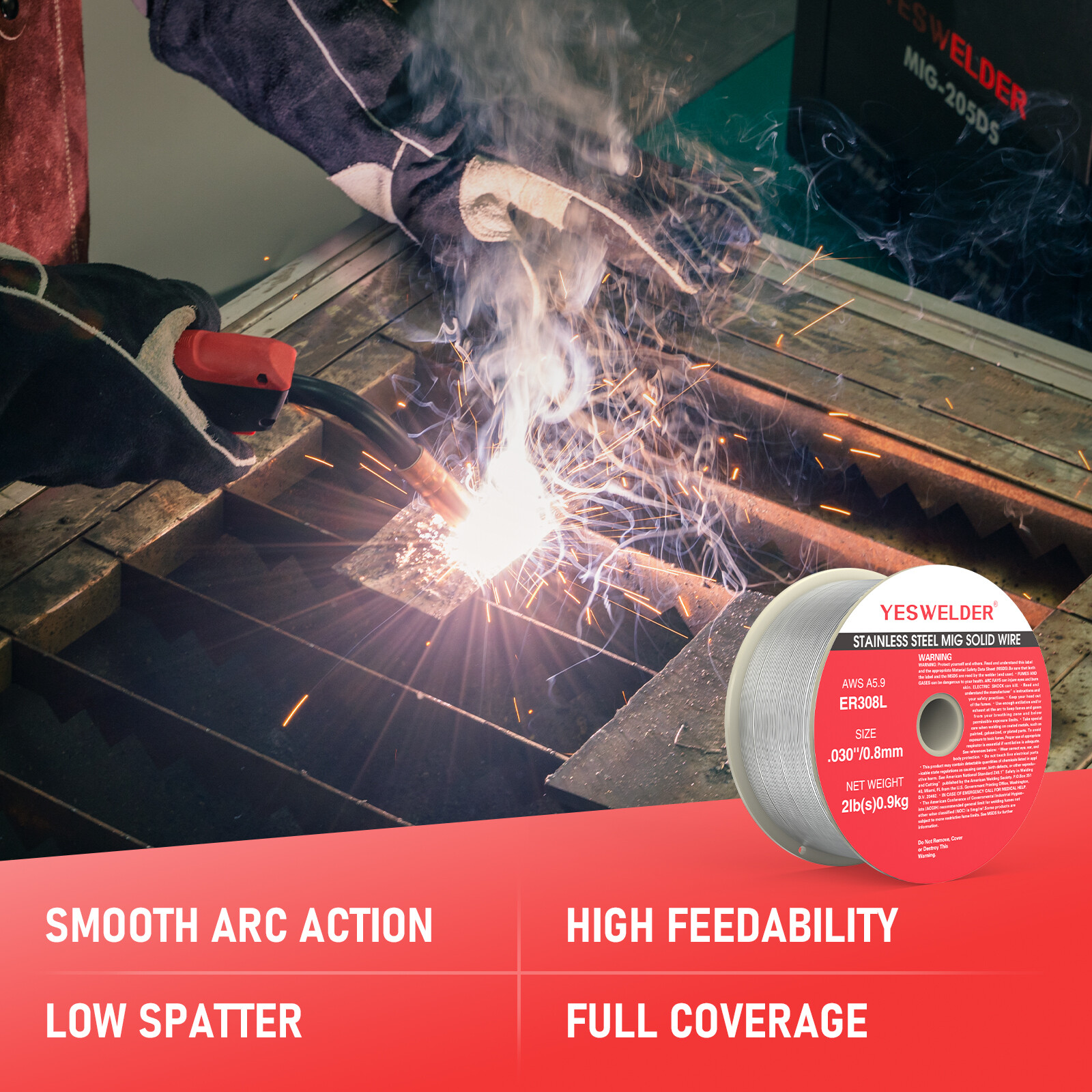 Stainless Steel MIG Solid Wire ER308L .030/.035-Diameter, 2-Pound Welding Wire