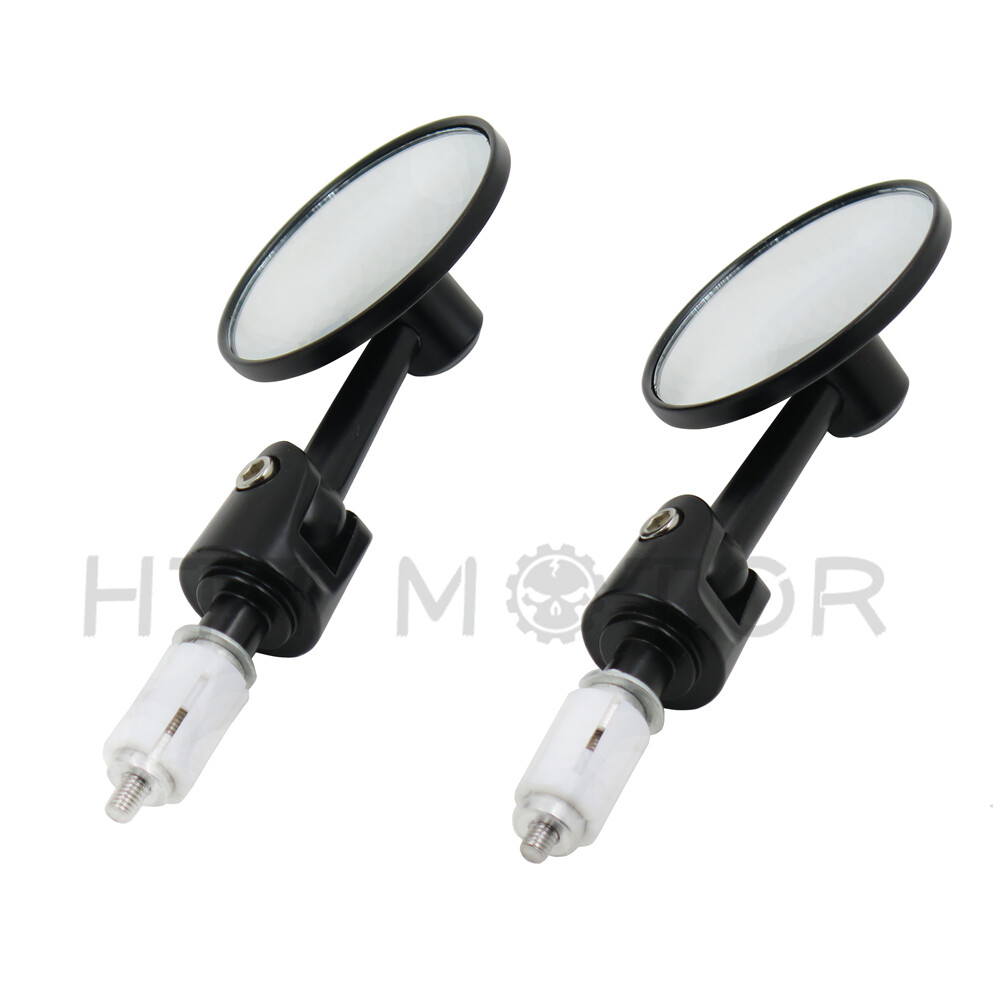 Round Bar End 1" 25MM Mirrors Adjustable Foldable For Harley Davidson Black