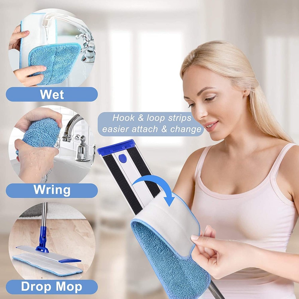 18" Professional Microfiber Mop Floor Cleaning mop, Flat Mop with Stainless S...