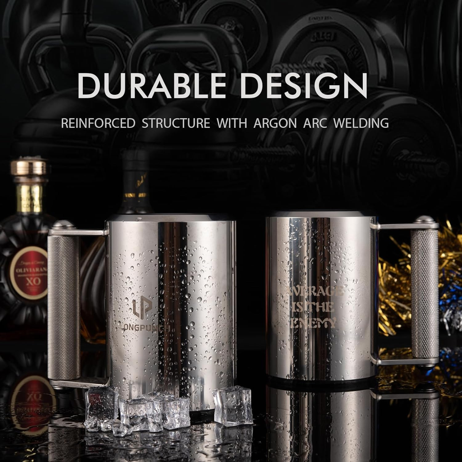 Heavy Mug 10KG/22LB 14 Oz, Stainless Steel Fitness Water Cup,Overweight Dumbb..