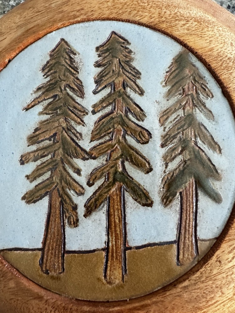 Table Trivet Pine Tree Ceramic 70-89’s Pottery