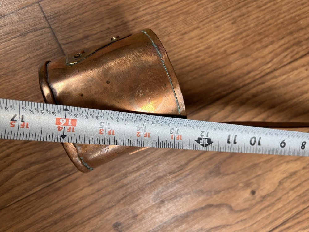 ANTIQUE HAND MADE COPPER LADLE MARKED 1880 RUSSIAN SCRIPT