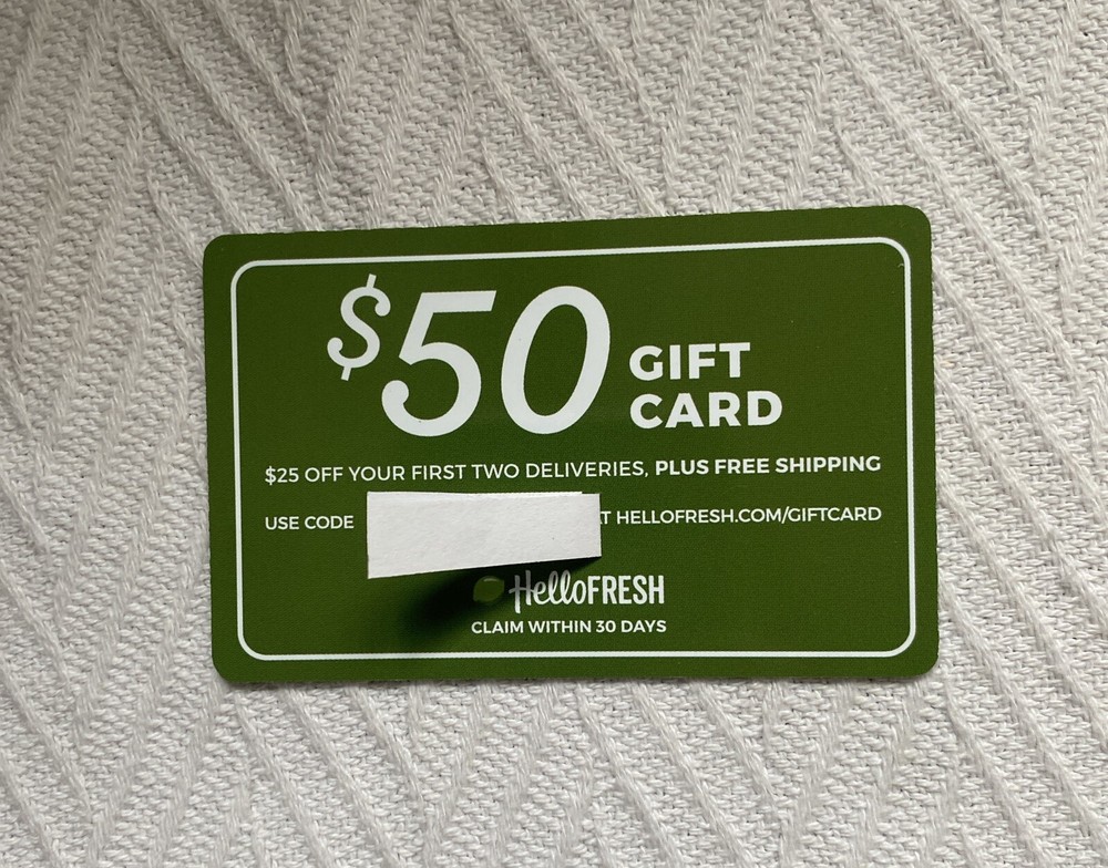 Hello Fresh HelloFresh.com $50 Gift Card ($25 off first two deliveries)
