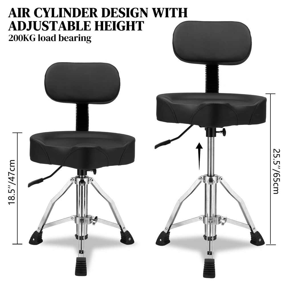 Drum Throne with Backrest,Heavy Duty Hydraulic Adjustable Drum Seat Saddle
