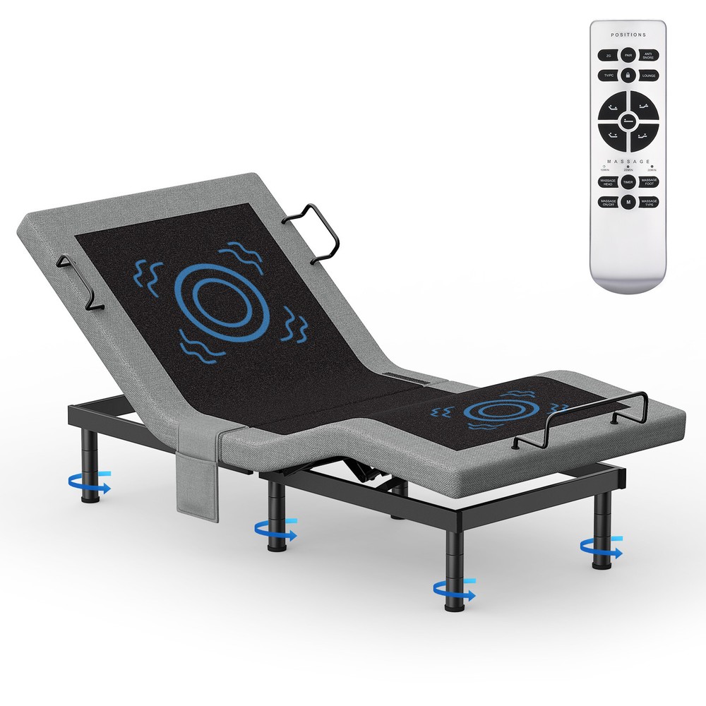 Upgraded Adjustable Bed Frame Base With Massage Backlit Remote 1000LB TXL King