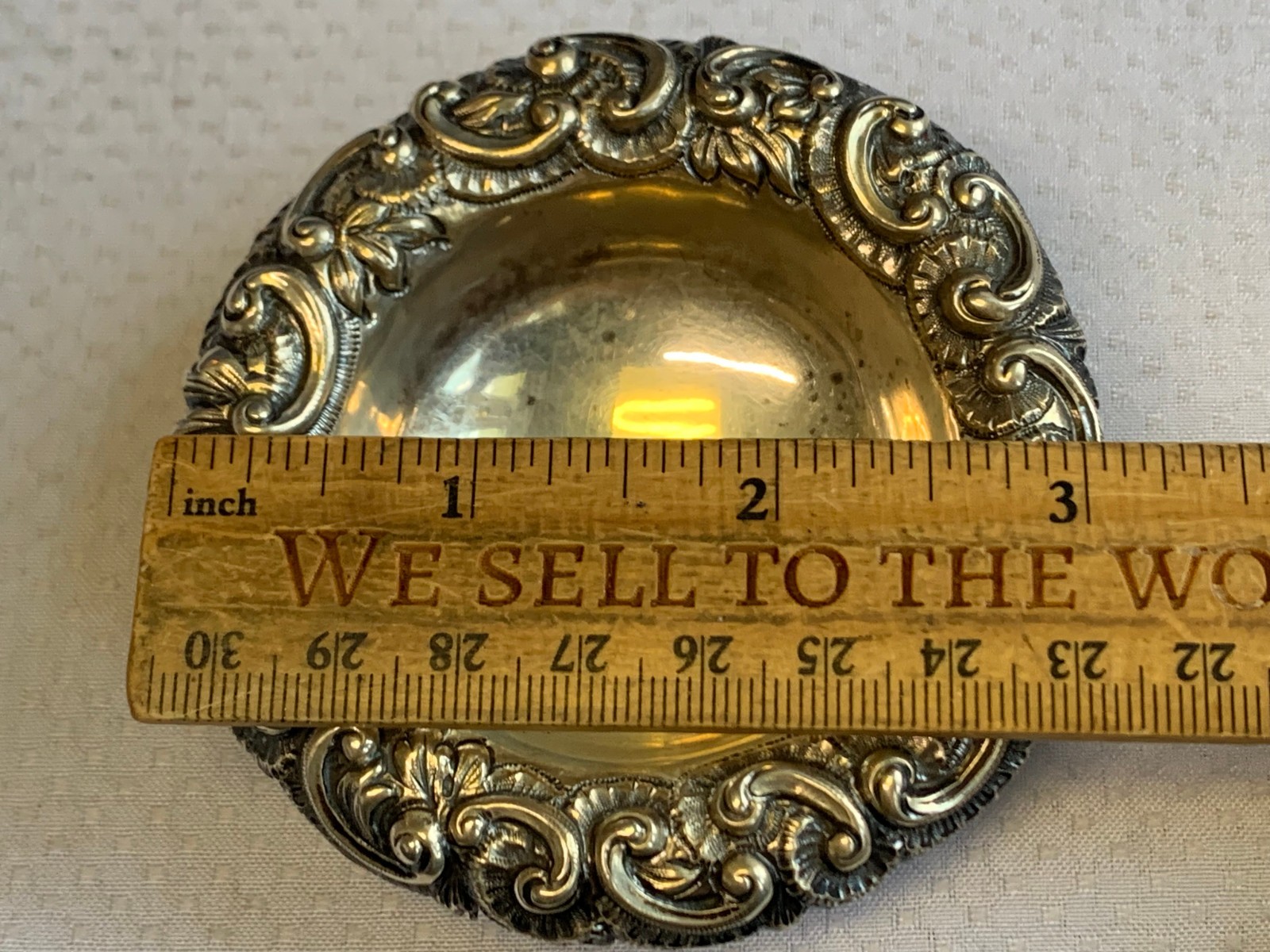 Antique Sterling Silver Condiment Dish Master Salt Cellar 36.66g Floral Repousse