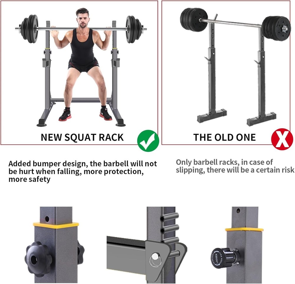 Adjustable Squat Rack,Multi-Function Barbell Rack Weight Lifting & Home Gym