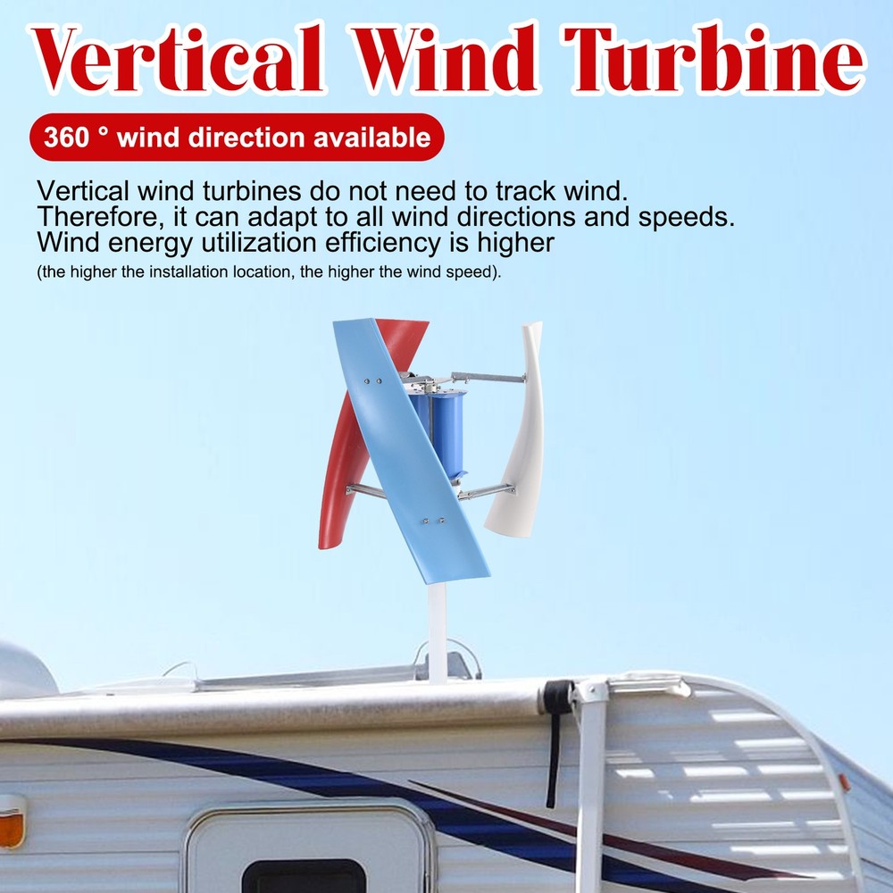 3000W Vertical Axis Wind Turbine Generator DC 12V Controller Home Windmill Kit