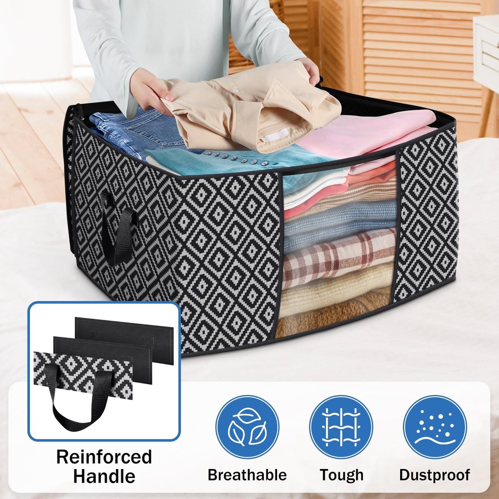 Direct 100L, 3 Pack, Storage Containers, Large Clothes Storage Bins Foldable ...