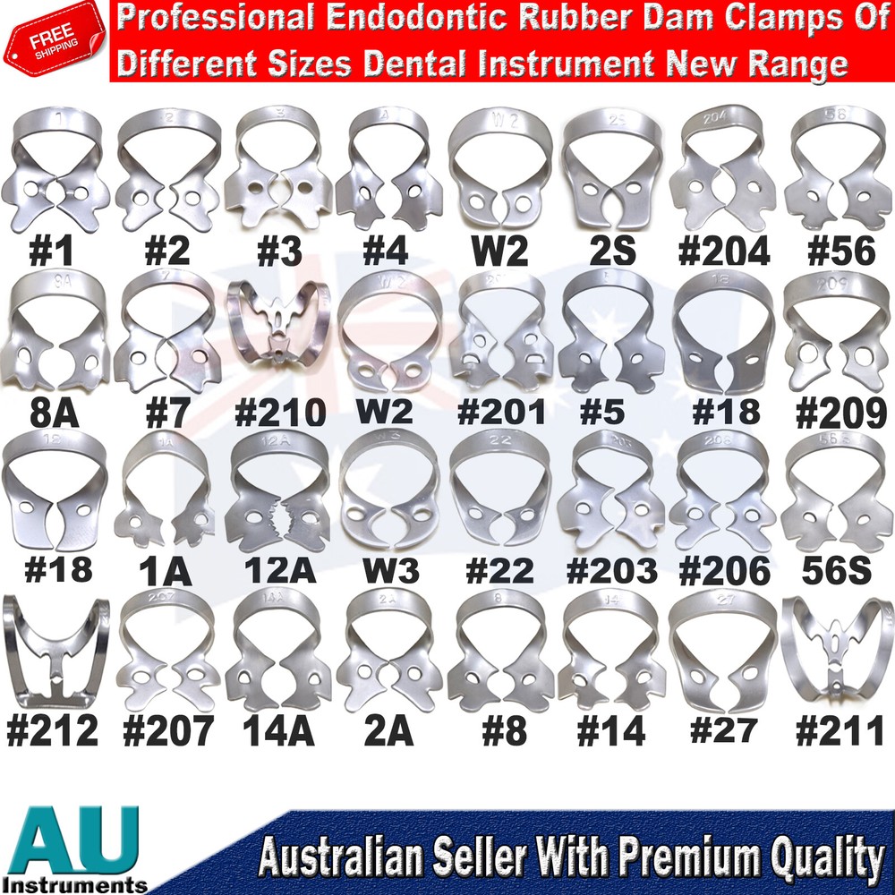 Rubber Dam Clamps Premolar Upper Lower Winged Dental Instruments