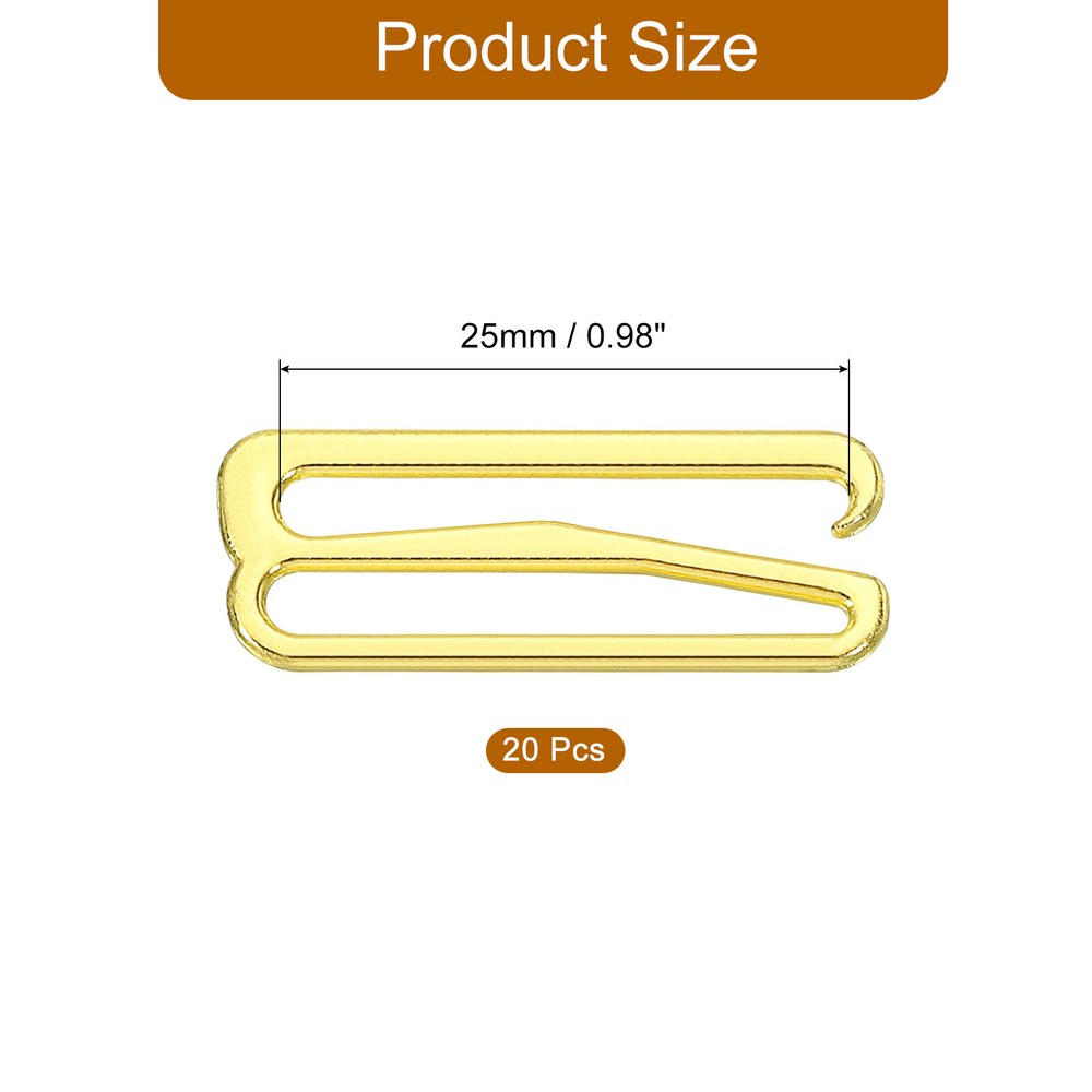 20 Pcs 25mm 9 Shape Bra Strap Hooks, Adjustment Slide Bra Strap Clips, Gold
