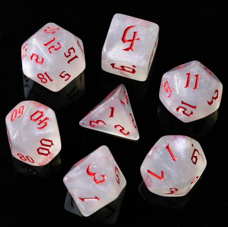 Cool Red Orcish Script Dice Set RPG DnD Dungeons Dragons AD&D Pathfinder