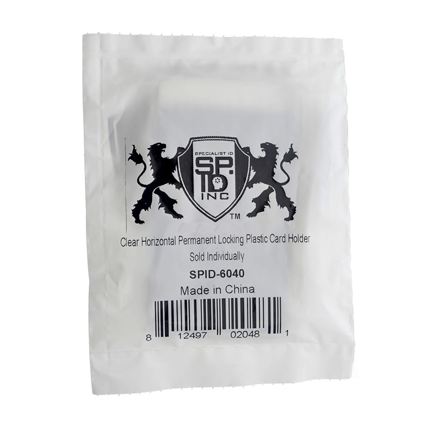 Clear Horizontal Permanent Locking ID Card Badge Holder - HD Hard Rigid Plastic