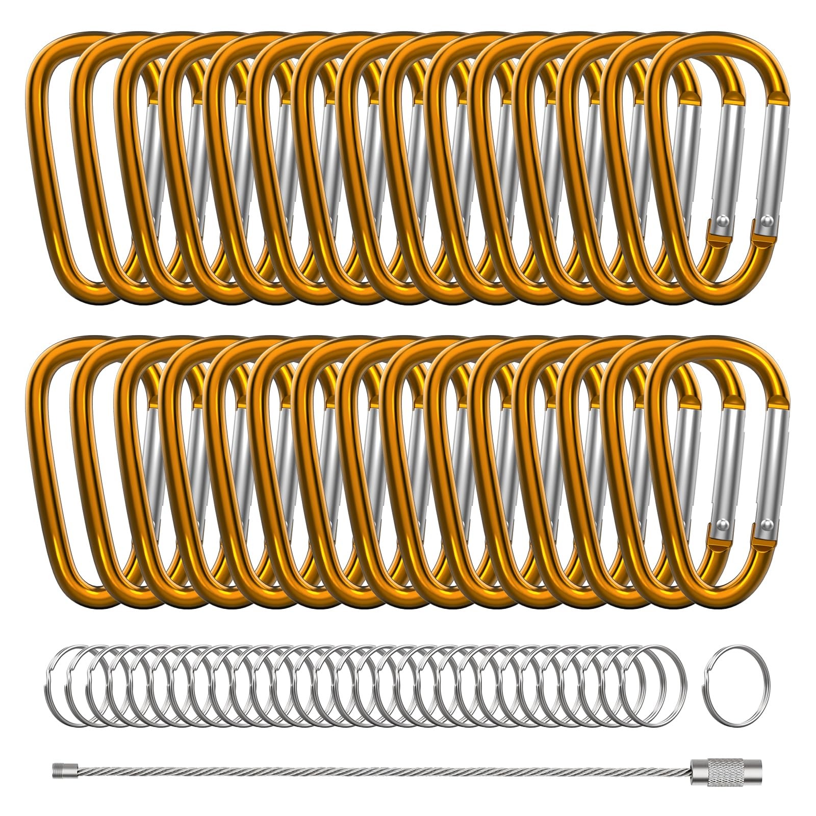 30PCS 2" Mini Carabiner Clips, Small D Shape Carabiner Keychains with 30PCS K...