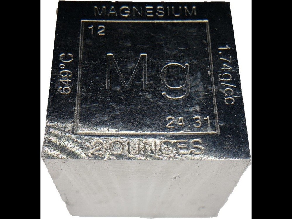 Elemental Cube Collection: 1.25 Inch  Solid Magnesium Cube