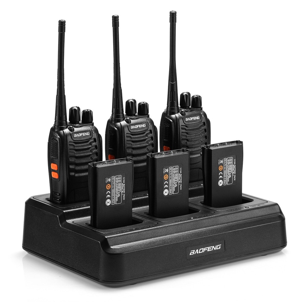 Baofeng BF-888S (6-Pack): UHF 5W Radios, 16CH, Bulk Charger & Flashlight Include