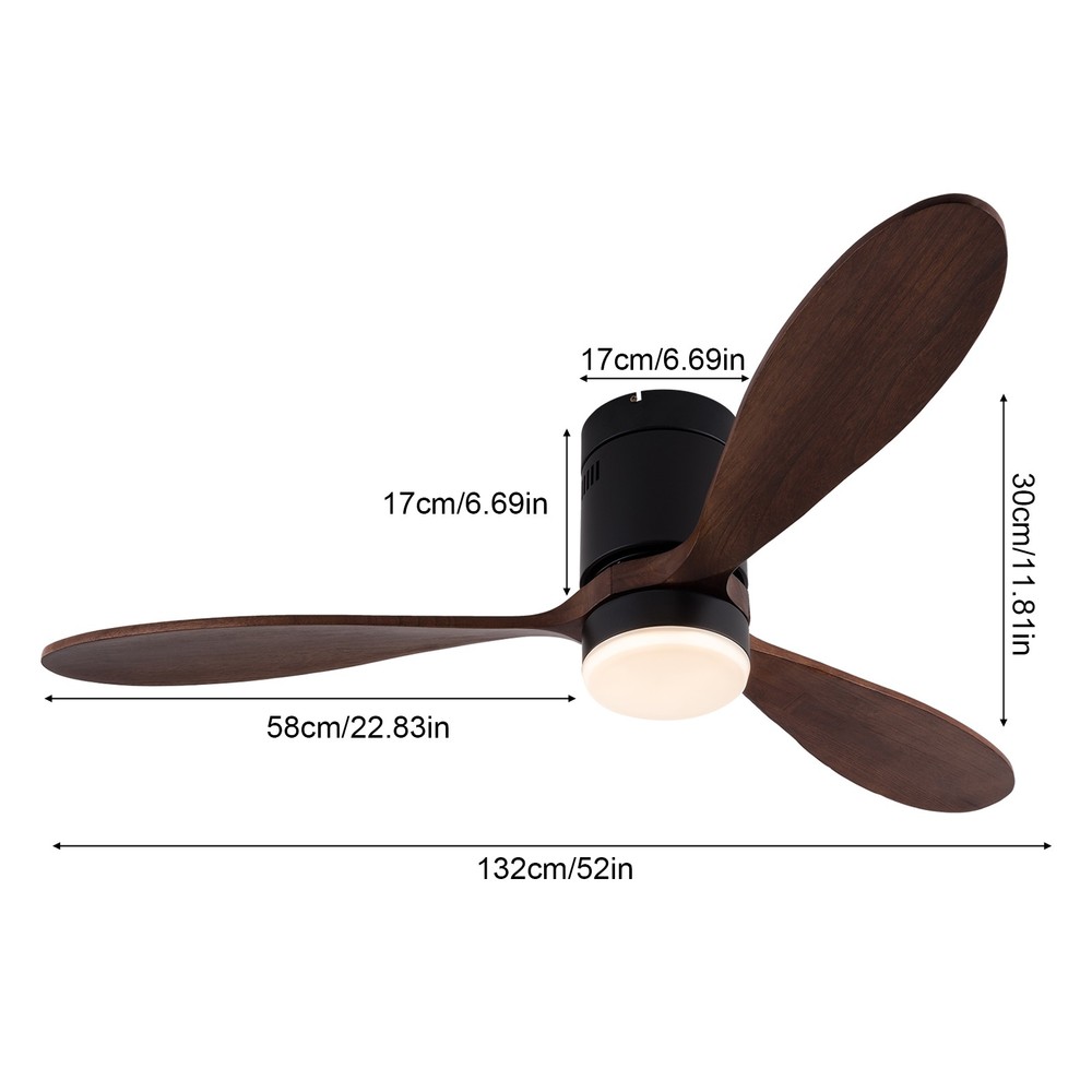 6-speed Adjustable Ceiling Fan With Dimmable Light, 52 Inch Smart Ceiling Fan