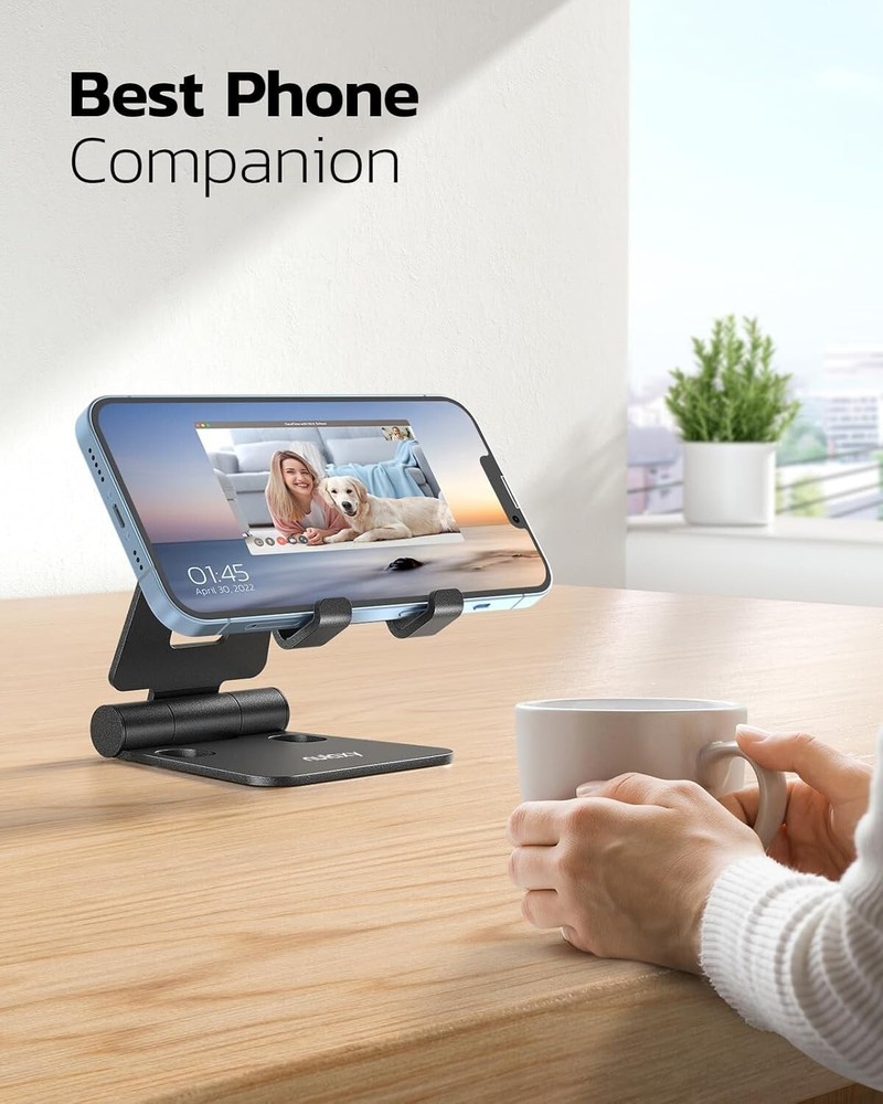 2 Pack Nulaxy Dual Folding Cell Phone Stand Fully Adjustable Foldable Desktop