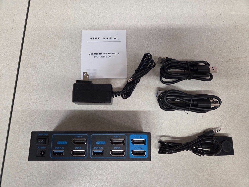 Displayport KVM Switch box 2 Monitors 2 Computers USB3.0 4 USB Devices