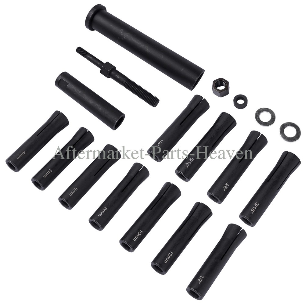 18pcs In-Line Dowel Pin Puller Master Set Includes Both SAE and Metric Collets