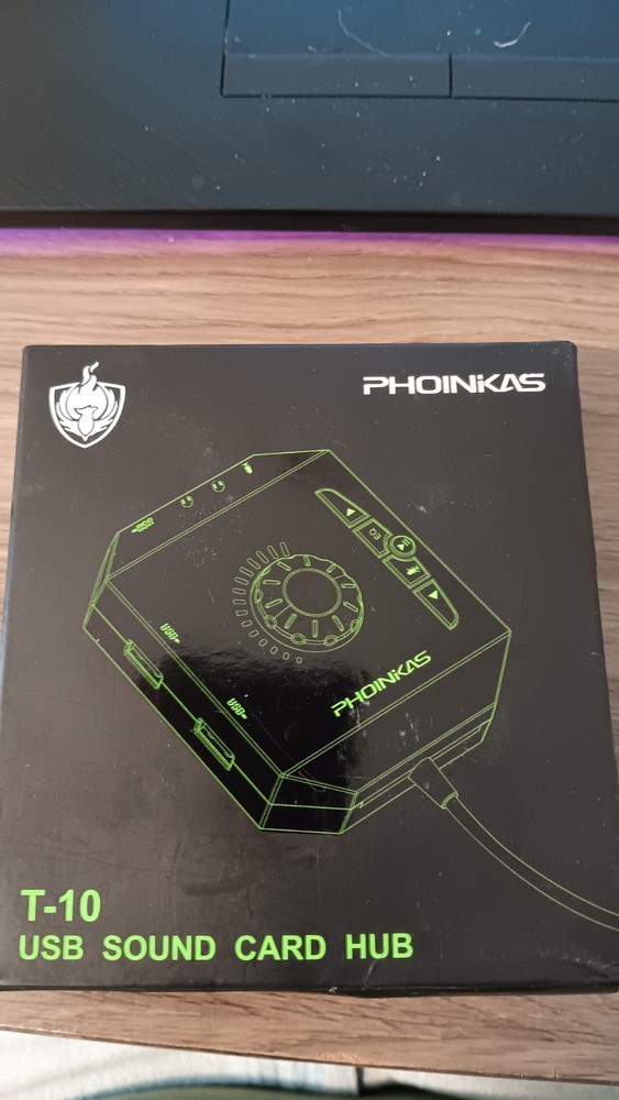 T10 External Sound Card, PHOINIKAS USB Audio Adapter for PC Windows, Mac, Linux,