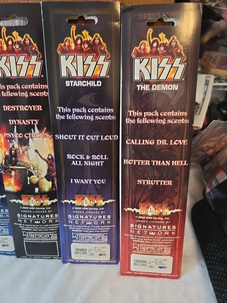 KISS OFFICIAL INCENSE SET OF 5 UNUSED 2002