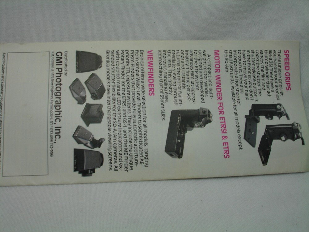 Bronica Medium Format Camera Systems Brochure + small Booklet