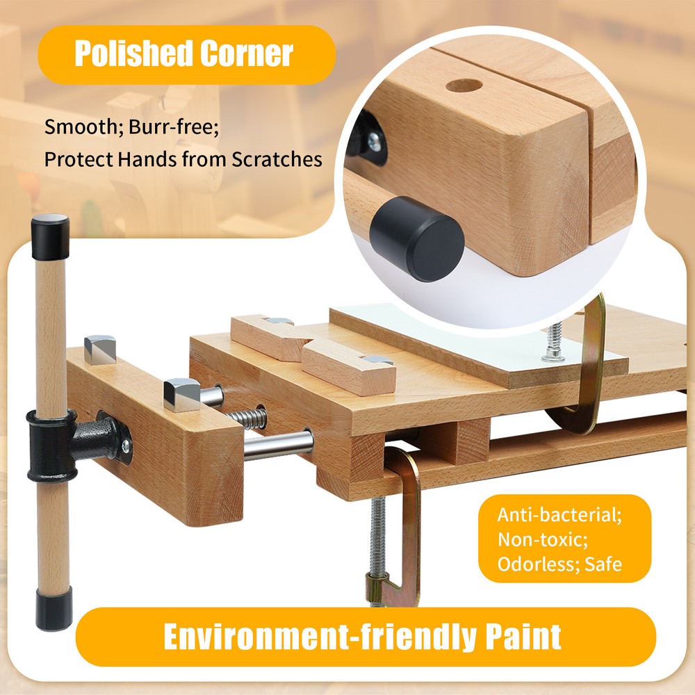 Portable Workbench Beech Wood Woodworking Vise Desktop Work Table Work Bench