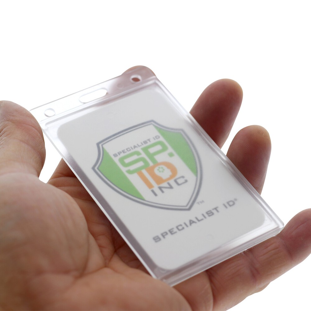 Bulk 100 Pack - Rigid Hard Plastic 1 Card ID Badge Holders - Clear w Side Insert