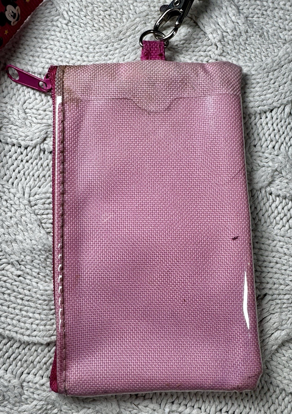 Disney Minnie Mouse Pink Small Wallet Lanyard Pouch Bag Case Accessory #1626