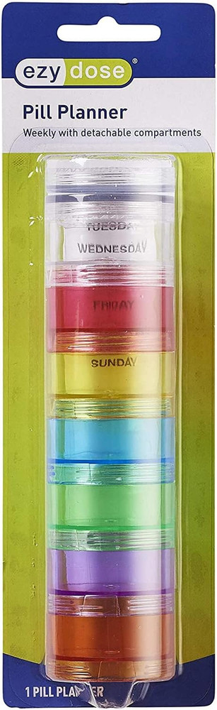 Ezy Dose 7 Day Rainbow Pill Organizer Stackable Weekly Medication Planner