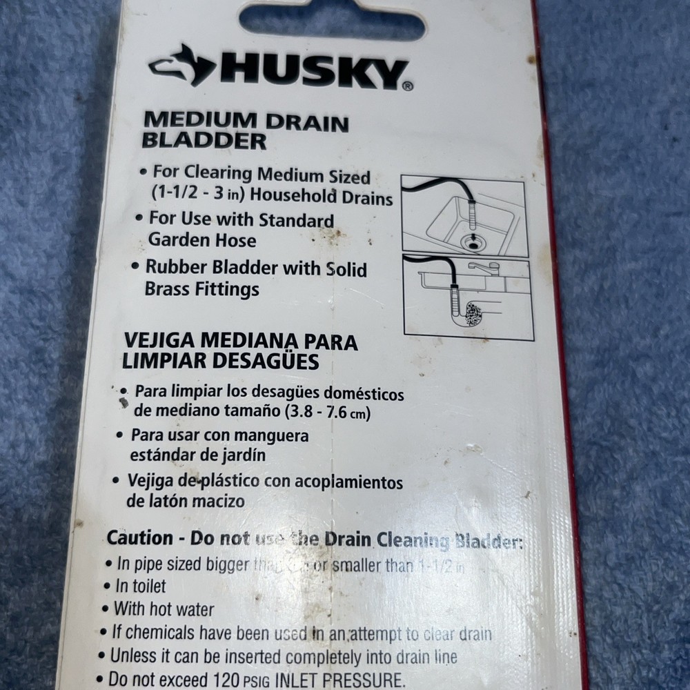 Husky Medium Drain Bladder Clog Cleaner Remover •New•