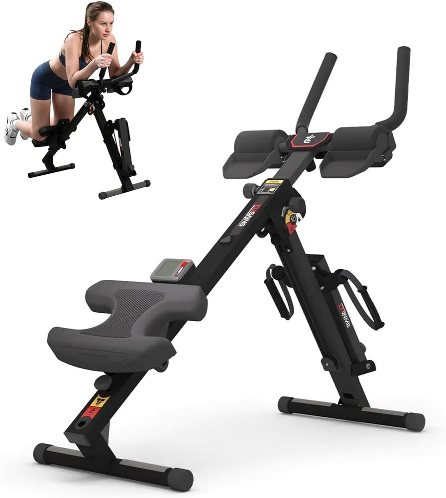 TOUSAINS 3 in 1 Ab Machine, Foldable Rowing Machine & Cable System, Core Trainer