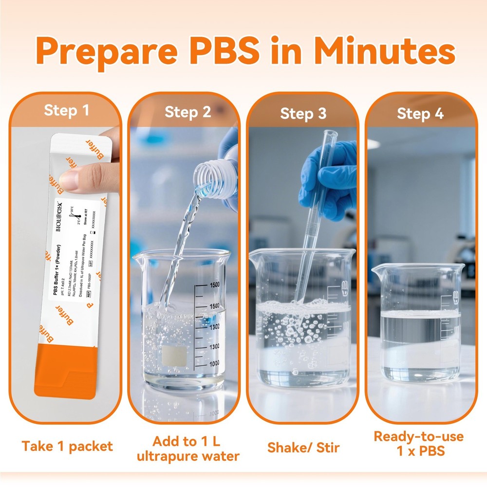 CryoKing Phosphate Buffered Saline 1X, PBS Premixed Powder, Individually Package