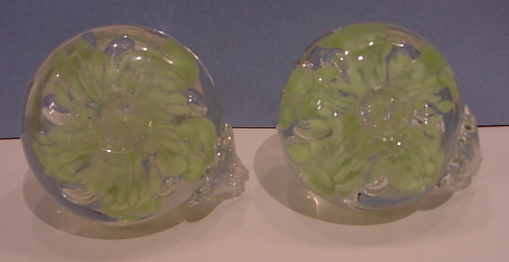 Pair St. Clair Glass Candlesticks