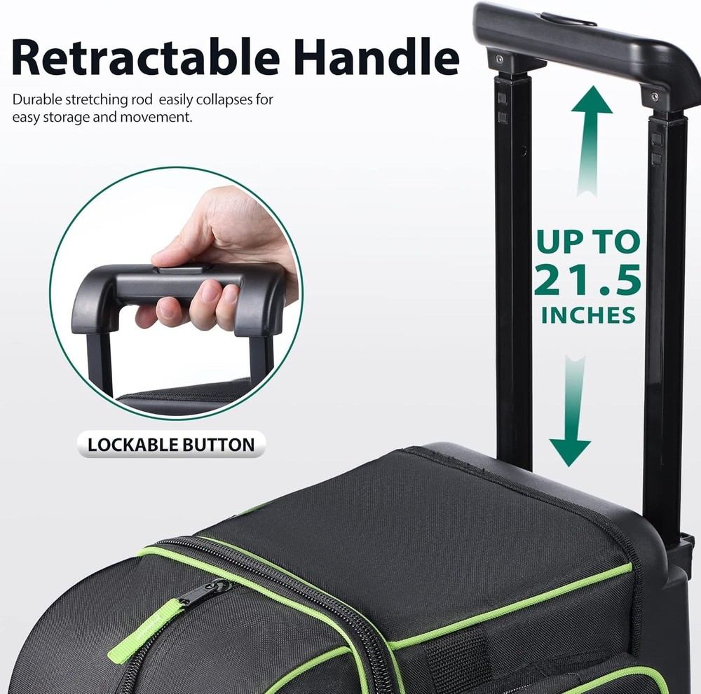Double Roller 2 Ball Bowling Bag with Separate Shoe Compartment for Bowling S...