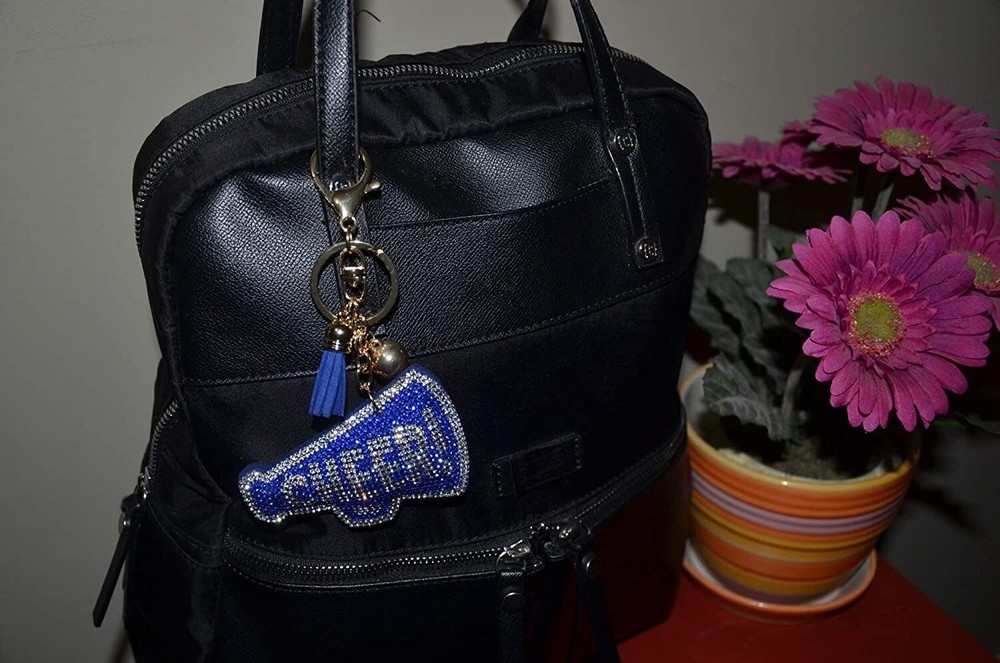 Popfizzy Blue Cheer Keychain, Cheerleader Purse Charm, Backpack Keyring